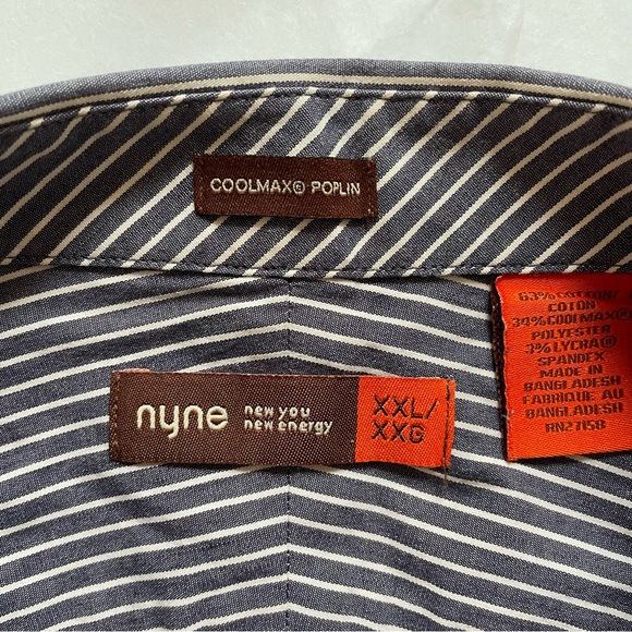 XXL Men Dress Shirt Long Sleeves Quick Dry All Day CoolMax Poplin Striped - Picture 3 of 9